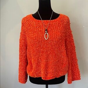 Cozy Orange Knit Sweater cropped style soft touch